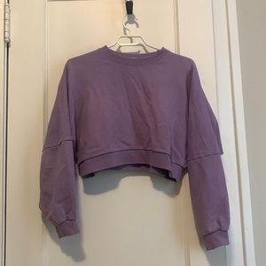 Oak + Fort Cropped Purple Sweater